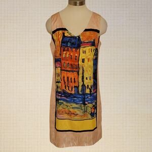 Impressionist Art Print Sheath Dress Sweet Miss Medium Venice Scene Silky